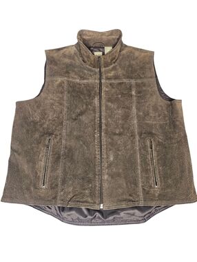 DCC Missy Vtg Brown Suede Leather Zip Front Vest Fully Lined Women's Size Lg Y2K